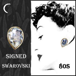 Crystal Earrings Clip Earring Set BIG SPARKLE 80s Swarovski Headlight Crystals